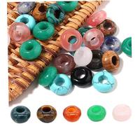 Gemstone Beads,30Pcs Semi-Precious Large Hole Glass Bead,Abacus Shape Fashionable Opal Amethyst Unakite Rose Quartz Charm Stone for Making Necklace Bracelet