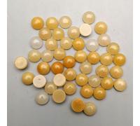 Gemstone Beads, 50Pcs/lot 8mm Round Cabochon for Jewelry Making Fashion Ring Accessories No Hole(Yellow)