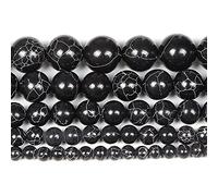 Gemstone Beads, Black Line Pine Stone Round Loose for Jewelry Making Needlework DIY Bracelet Strand(10mm About 38 pcs)