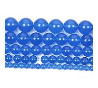 Gemstone Beads, Deep Light Blue Chalcedony Charm Round Loose for Jewelry Making Needlework DIY Bracelet Strand(10mm About 38 pcs)