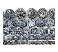 Gemstone Beads, Frosted Black Weathered Round Loose for Jewelry Making Needlework Bracelet DIY(10mm About 38 pcs)