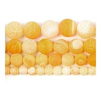 Gemstone Beads, Frosted Yellow Weathered Round Loose for Jewelry Making Needlework Bracelet DIY(8mm About 48 pcs)