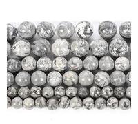 Gemstone Beads, Grey Map Stone Loose for Jewelry Making Needlework DIY Bracelet Strand(10mm About 38 pcs)