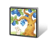 Gemstone Blue Apricot Tree Aluminum Alloy Square Lapel Badge