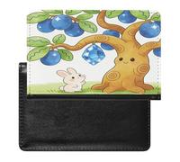 Gemstone Blue Apricot Tree Passport Holder for Travel Document Holders PU Leather Credit Card Holder Minimalist Front Pocket Wallet Fashion Passport Wallet Cover Case Slim Bifold