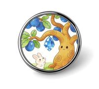 Gemstone Blue Apricot Tree Round Alloy Clothing Brooch