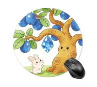 Gemstone Blue Apricot Tree Round Rubber Mouse Pad 7.8 Inch Stable Non Slip Circular Computer Mat Portable Resistant Desk Mat for Office Laptop Desktop Professional Daily Working Scenes
