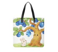 Gemstone Blue Apricot Tree Square PU Leather Tote Bag