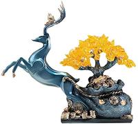 Gemstone Bonsai Tree/Crystal Tree Crystal Tree Blue Lucky Deer Money Tree Healthy Prosperity Spirit Gift Energy Feng Shui Home Dining Table Decoration 12.9 Inches Cry