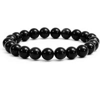 Gemstone Bracelet for Unisex - Stretch Beaded Bracelet - Healing Stone Jewelry - Lucky Charm Bracelet - Yoga Meditation Bracelet - precious stone bracelet Gift - 8mm (Black Obsidian)