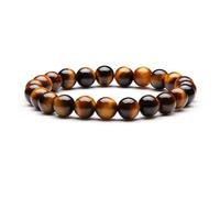 Gemstone Bracelet for Unisex - Stretch Beaded Bracelet - Healing Stone Jewelry - Lucky Charm Bracelet - Yoga Meditation Bracelet - precious stone bracelet Gift - 8mm (Tiger Eye)