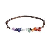 Gemstone Bracelet - Real Natural Stone Chip Bracelet 7 Chakras Pink Rock Crystal Handmade Rope Bracelet for Women Girl Small Jewelry,7 Chakra,One size