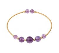 Gemstone Bracelets Natural Amethyst Bead Bracelet Adjustable Golden Chain Bangle Jewelry Reiki Yoga Gifts For Women Men