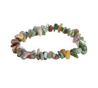 Gemstone Bracelets,Natural Irregular Gravel Crystal Bracelets Reiki Elastic Crystal Bangle Jewelry for Women Men Christmas Birthday Gifts Indian Agate