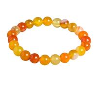 Gemstone Bracelets,Natural Striped Agate Beaded Bracelets,8 Mm Crystal Bangle,Stretch Reiki Yoga Jewelry Gifts for Women Men Orange Agate