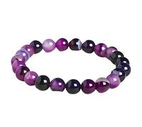 Gemstone Bracelets,Natural Striped Agate Beaded Bracelets,8 Mm Crystal Bangle,Stretch Reiki Yoga Jewelry Gifts for Women Men Purple Agate