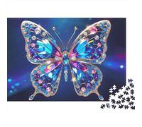 Gemstone Butterfly Brooch Sturdy 1000 Piece Jigsaw Puzzle for Adults Shiny Magical Crystal Butterfly Art Premium Vibrant Challenging Stress Relief Game 38x26cm/1000pcs