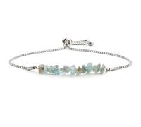 Gemstone Chip Bracelet, Natural Amazonite Chips Bar With Adjustable Chain, Healing Crystal, Blue Agate Chip Jewelry For Men Women, Silver Stainless Steel Chain