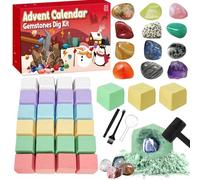 Gemstone Collection Advent Calendar 2025, Crystals Gemstone Dig Kit Advent Calendar, Dig Up 24 Real Gemstones, Rokcs, and Crystals, Gem Digging Kit, Gift for Rock Collection