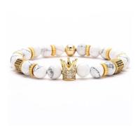 Gemstone Crown Bracelet for Unisex - Imperial Punk Stainless Steel Gold Plated, Royal Luxury Charm Couple Jewelry Gift for Valentine's Anniversary , Regular, Stone, no gemstone
