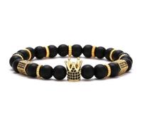 Gemstone Crown Bracelet for Unisex - Imperial Punk Stainless Steel Gold Plated, Royal Luxury Charm Couple Jewelry Gift for Valentine's Anniversary , Regular, Stone, no gemstone