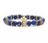 Gemstone Crown Bracelet for Unisex - Imperial Punk Stainless Steel Gold Plated, Royal Luxury Charm Couple Jewelry Gift for Valentine's Anniversary , Regular, Stone, no gemstone