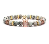 Gemstone Crown Bracelet for Unisex - Imperial Punk Stainless Steel Gold Plated, Royal Luxury Charm Couple Jewelry Gift for Valentine's Anniversary , Regular, Stone, no gemstone
