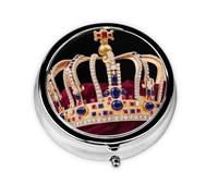 Gemstone Crown Mini Round Pill Box, can be Put into Wallet, Pocket, Light and Convenient, 3 Compartment Pill Box, Portable Pill Box,