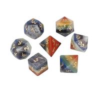 Gemstone Dice Set,7 Pcs Crystal D&D gem Dices for Gift Metal Box for Dungeons and Dragons for MTG Role Playing Games Natural Stone d and d Dice (Opalite)(Chakra)