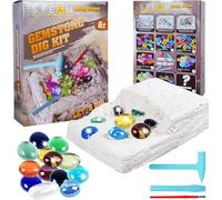 Gemstone Dig Kit - Dig Up 10 Random-Colored Gemstones Educational Science Toy for Boys and Girls Ages 6+ Gemstones Science Digging Set