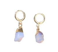 Gemstone Drop Dangle Earrings Irregular Raw Stone Opalite Dangly Hoop Earrings Statement Party Jewelry Gift for Mother Daughter Wife