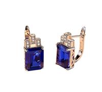 Gemstone Earrings Luxury 7.6ct Nano Russian Simulated Emerald And Sapphire 925 Silver Clip Earring Women Jewelry