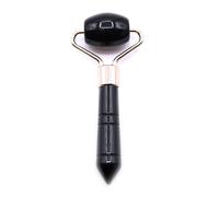 Gemstone Face Roller - Natural Crystal Skincare Tool with Dual Roller Heads & Cotton Pouch - (Rose Quartz, Jade, Amethyst, Black Obsidian & More) (Black Obsidian, Mini Roller)