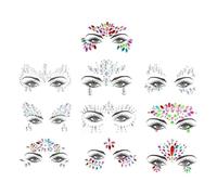 Gemstone Face Stickers for Music Festival Holiday Party, 10 Pcs, Rhinestone Face decal for Halloween Christmas, Face Glitter Sticker Temporary Tattoo