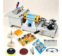 Gemstone Grinding Machine, DIY Faceting Polisher with 800-10000 RPM, 750W Mini Table Rock Saw, Adjustable Speed for Jewelry Polishing, Complete Kit