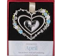 Gemstone Hearts Hanging Heart 7cm - April Diamond