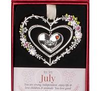 Gemstone Hearts Hanging Heart 7cm - July Ruby