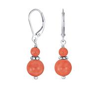 Gemstone Natural Blue Lapis Lazuli Red Carnelian Green Aventurine Boho Bali Milgrain Edged Beaded Rondel Separator Double Ball Round Drop Dangle Earrings For Women Teen .925 Sterling Silver Lever back