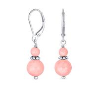 Gemstone Natural Blue Lapis Lazuli Red Carnelian Green Aventurine Boho Bali Milgrain Edged Beaded Rondel Separator Double Ball Round Drop Dangle Earrings For Women Teen .925 Sterling Silver Lever back
