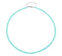 Gemstone Necklace with Faceted 4 mm Beads - Real Natural Stones - Adjustable Length - Healing Stone Protective Stone Gemstone Necklace Lucky Charm Talisman Gift, 50 + 5 CM, Gemstone, faceted gemstone