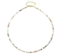Gemstone Necklace with Faceted 4 mm Beads - Real Natural Stones - Adjustable Length - Healing Stone Protective Stone Gemstone Necklace Lucky Charm Talisman Gift, 50 + 5 CM, Gemstone, faceted gemstone