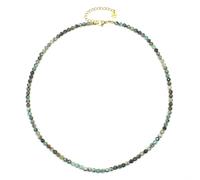 Gemstone Necklace with Faceted 4 mm Beads - Real Natural Stones - Adjustable Length - Healing Stone Protective Stone Gemstone Necklace Lucky Charm Talisman Gift, 40 + 5 CM, Gemstone, faceted gemstone