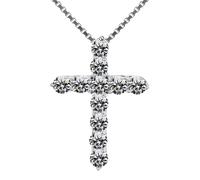 Gemstone Pendant - 2cm Blessing Meaning Rhinestone, Platinum Plated Jewelry, Trendy Glitter Charm | Religious Natural Beauty Necklace For Women Mother Men Couples Birthday Wedding Christmas