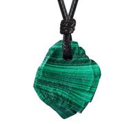 Gemstone Pendant Necklace Irregular Raw Crystal Necklace Adjustable Cord, 0.78-1.18 in, Stone, Labradorite