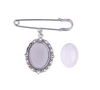 Gemstone Photo Frame Brooch Gemstones Ground Hold Family Photo Lace Frame Brooch Pendant Wedding Boutonniere Pin, Einheitsgröße, As described