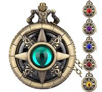 Gemstone Pocket Watch - 4.5cm Classic Timepiece, Gemstone Skeleton, Steampunk Copper Design | Vintage Hand Wound Pocketwatch for Men Women Collectors Cosplay Formal Style Accessoires