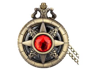 Gemstone Pocket Watch - Vintage Steampunk Roman Numerals Mechanical Watches Hand Winding Elegant Chain Pendant Luxury Watch | Classic Pocket Watches with Pre Stones, P5030, refer to the description