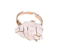 Gemstone Ring Ring Stone Natural Open Ring Personality Rough Fashion Stone Rings Little Girls Play Rings (White, One Size)