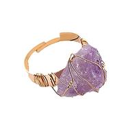 Gemstone Ring Ring Stone Natural Open Ring Personality Rough Fashion Stone Rings Little Girls Play Rings (Purple, One Size)