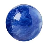Gemstone Sphere Polished Melting Crystal Ball Blue Feng Shui Sculpture Figurine with Stand for Witchcraft Balancing,50mm